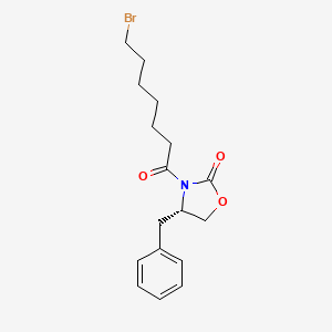 Chemical structure of (S)-4-Benzyl-3-(7-bromoheptanoyl)oxazolidin-2-one