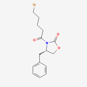 Chemical structure of (S)-4-benzyl-3-(5-bromopentanoyl)oxazolidin-2-one