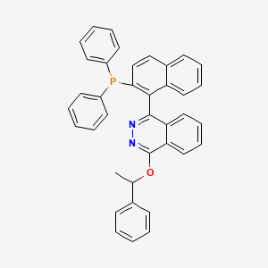 Chemical structure of (S)-4-[2-(Diphenylphosphino)-1-naphthalenyl]-N-[(R)-1-phenylethoxy]phthalazine