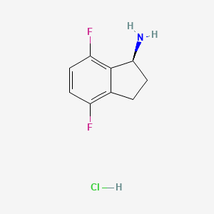 Chemical structure of (S)-4,7-Difluoro-2,3-dihydro-1H-inden-1-amine hydrochloride