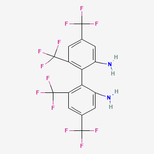 Chemical structure of 4,4',6,6'-Tetrakis(trifluoromethyl)biphenyl-2,2'-diamine