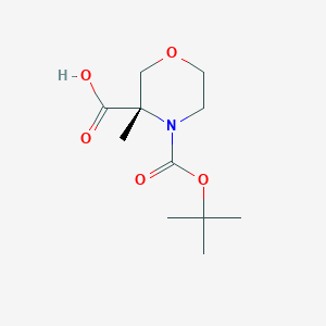 Chemical structure of (S)-4-(tert-Butoxycarbonyl)-3-methylmorpholine-3-carboxylic acid