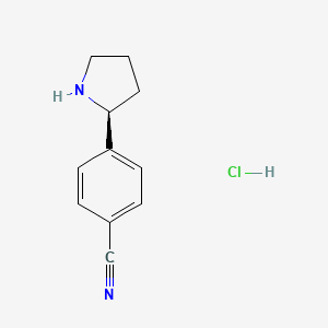 Chemical structure of (S)-4-(Pyrrolidin-2-yl)benzonitrile hydrochloride