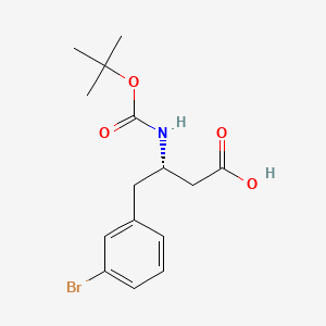 Chemical structure of (S)-4-(3-Bromophenyl)-3-((tert-butoxycarbonyl)amino)butanoic acid