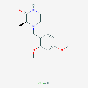 Chemical structure of (S)-4-(2,4-Dimethoxybenzyl)-3-methylpiperazin-2-one hydrochloride