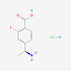 Chemical structure of (S)-4-(1-Aminoethyl)-2-fluorobenzoic acid hydrochloride