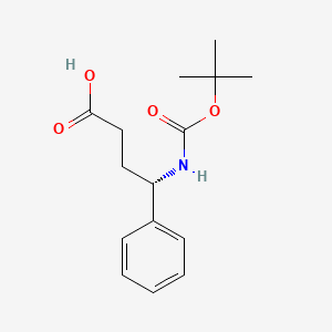 Chemical structure of (S)-4-((tert-Butoxycarbonyl)amino)-4-phenylbutanoic acid