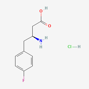 Chemical structure of (S)-3-Amino-4-(4-fluorophenyl)butanoic acid hydrochloride