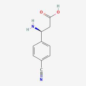 Chemical structure of (S)-3-Amino-3-(4-cyanophenyl)propanoic acid