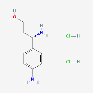 Chemical structure of (S)-3-Amino-3-(4-aminophenyl)propan-1-ol dihydrochloride
