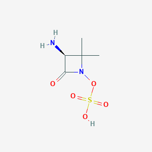 Chemical structure of (S)-3-Amino-2,2-dimethyl-4-oxoazetidin-1-yl hydrogen sulfate