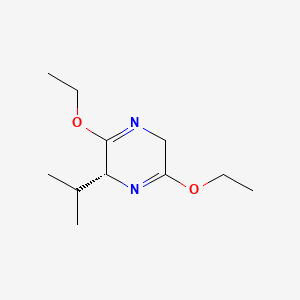 Chemical structure of (S)-3,6-diethoxy-2-isopropyl-2,5-dihydropyrazine