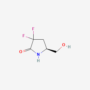 Chemical structure of (S)-3,3-Difluoro-5-(hydroxymethyl)pyrrolidin-2-one