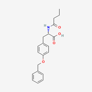 Chemical structure of (S)-3-(4-(benzyloxy)phenyl)-2-butyramidopropanoic acid