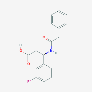 Chemical structure of (S)-3-(3-Fluorophenyl)-3-(2-phenylacetamido)propanoic acid