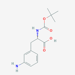 Chemical structure of (S)-3-(3-Aminophenyl)-2-((tert-butoxycarbonyl)amino)propanoic acid