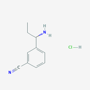 Chemical structure of (S)-3-(1-Aminopropyl)benzonitrile hydrochloride