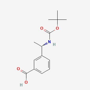 Chemical structure of (S)-3-(1-((tert-Butoxycarbonyl)amino)ethyl)benzoic acid