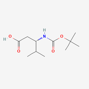 Chemical structure of (S)-3-((tert-Butoxycarbonyl)amino)-4-methylpentanoic acid