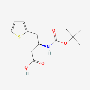 Chemical structure of (S)-3-((tert-Butoxycarbonyl)amino)-4-(thiophen-2-yl)butanoic acid