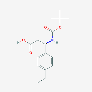 Chemical structure of (S)-3-((tert-Butoxycarbonyl)amino)-3-(4-ethylphenyl)propanoic acid
