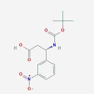 Chemical structure of Boc-(S)-3-amino-3-(3-nitro-phenyl)-propanoic acid