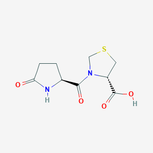Chemical structure of (S)-3-((S)-5-oxopyrrolidine-2-carbonyl)thiazolidine-4-carboxylic acid