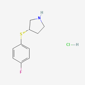 Chemical structure of (S)-3-((4-Fluorophenyl)thio)pyrrolidine hydrochloride