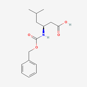 Chemical structure of (S)-3-(((Benzyloxy)carbonyl)amino)-5-methylhexanoic acid