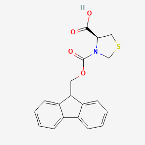 Chemical structure of (S)-3-(((9H-Fluoren-9-yl)methoxy)carbonyl)thiazolidine-4-carboxylic acid