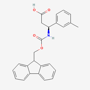 Chemical structure of (S)-3-((((9H-Fluoren-9-yl)methoxy)carbonyl)amino)-3-(m-tolyl)propanoic acid