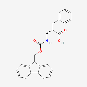 Chemical structure of (S)-3-((((9H-Fluoren-9-yl)methoxy)carbonyl)amino)-2-benzylpropanoic acid