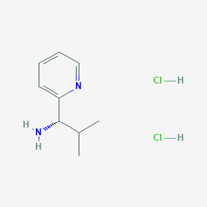 Chemical structure of (S)-2-Methyl-1-(pyridin-2-yl)propan-1-amine dihydrochloride