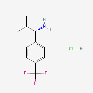 Chemical structure of (S)-2-Methyl-1-(4-(trifluoromethyl)phenyl)propan-1-amine hydrochloride