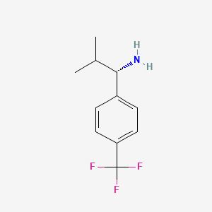 Chemical structure of (S)-2-Methyl-1-(4-(trifluoromethyl)phenyl)propan-1-amine