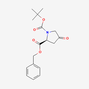 Chemical structure of (S)-2-benzyl 1-tert-butyl 4-oxopyrrolidine-1,2-dicarboxylate