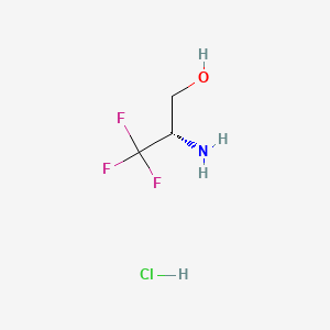 Chemical structure of (S)-2-Amino-3,3,3-trifluoropropan-1-ol hydrochloride