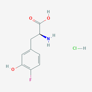 Chemical structure of (S)-2-Amino-3-(4-fluoro-3-hydroxyphenyl)propanoic acid hydrochloride