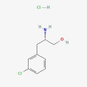 Chemical structure of (S)-2-amino-3-(3-chlorophenyl)propan-1-ol hydrochloride