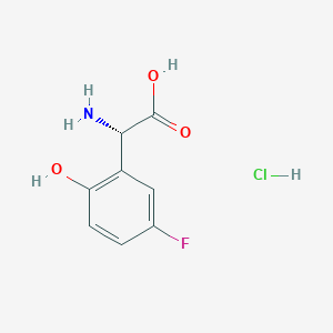 Chemical structure of (S)-2-Amino-2-(5-fluoro-2-hydroxyphenyl)acetic acid hydrochloride