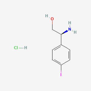 Chemical structure of (S)-2-Amino-2-(4-iodophenyl)ethan-1-ol hydrochloride