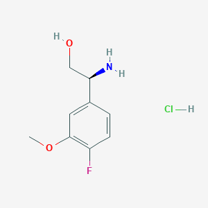 Chemical structure of (S)-2-Amino-2-(4-fluoro-3-methoxyphenyl)ethanol hydrochloride