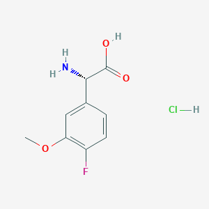 Chemical structure of (S)-2-Amino-2-(4-fluoro-3-methoxyphenyl)acetic acid hydrochloride