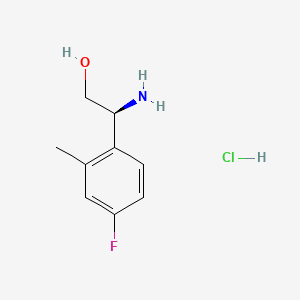 Chemical structure of (S)-2-amino-2-(4-fluoro-2-methylphenyl)ethan-1-ol hcl