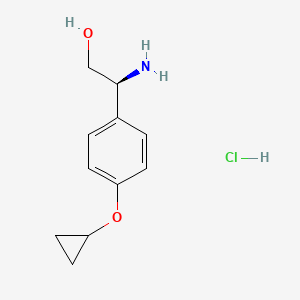 Chemical structure of (S)-2-Amino-2-(4-cyclopropoxyphenyl)ethanol hydrochloride