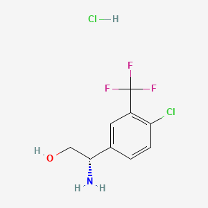 Chemical structure of (S)-2-Amino-2-(4-chloro-3-(trifluoromethyl)phenyl)ethanol hydrochloride