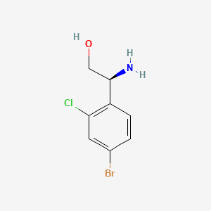 Chemical structure of (S)-2-amino-2-(4-bromo-2-chlorophenyl)ethan-1-ol