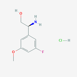 Chemical structure of (S)-2-amino-2-(3-fluoro-5-methoxyphenyl)ethanol hydrochloride