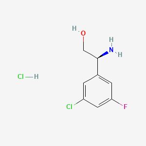Chemical structure of (S)-2-amino-2-(3-chloro-5-fluorophenyl)ethan-1-ol hcl