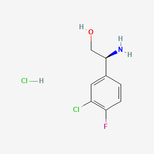 Chemical structure of (S)-2-Amino-2-(3-chloro-4-fluorophenyl)ethanol hydrochloride